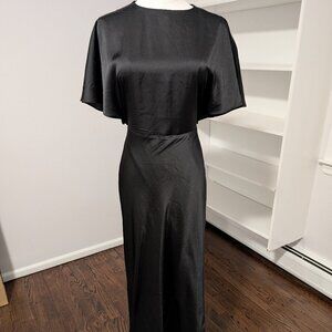 NWOT Express Black Satin Midi Dress Sz XS